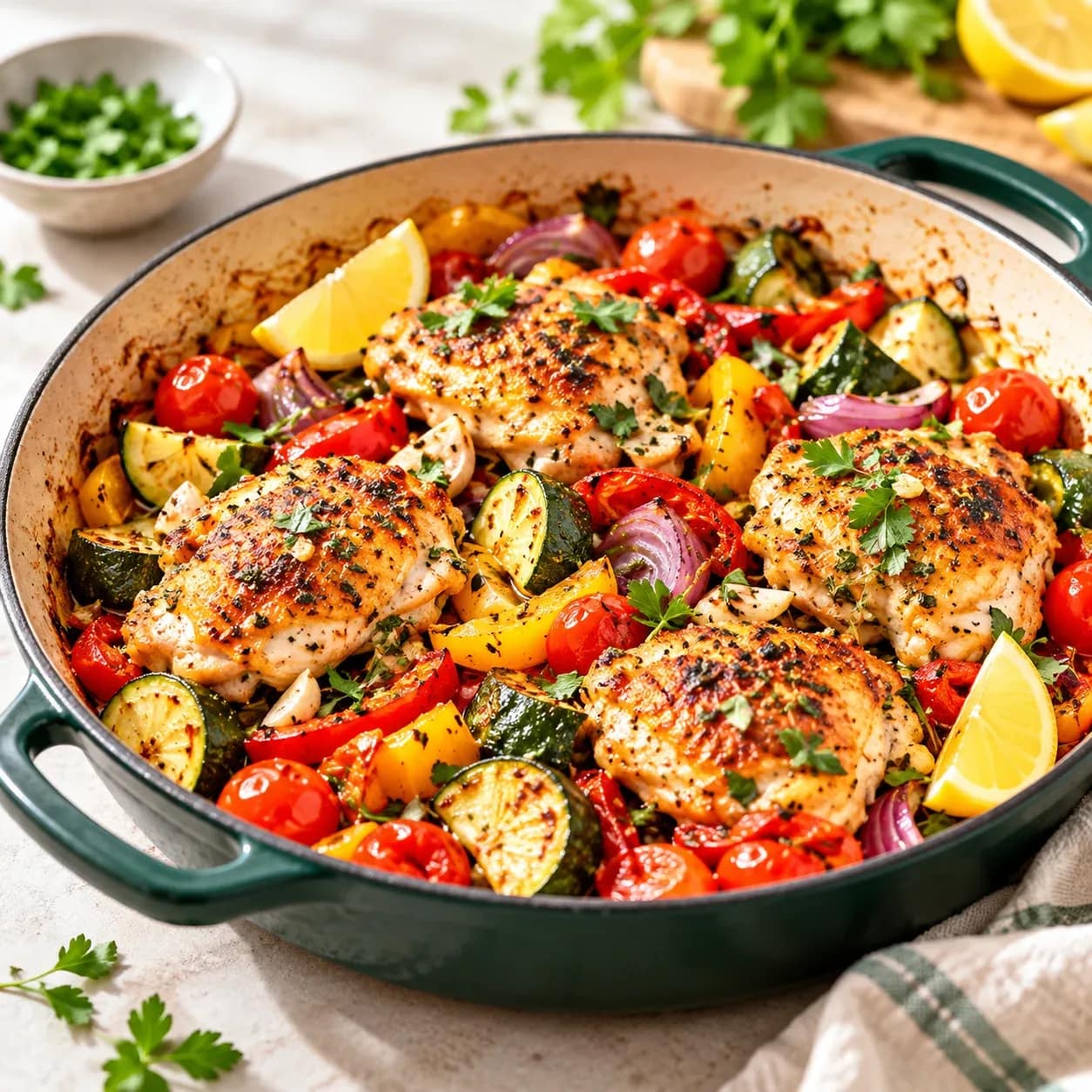 A freshly cooked dinner